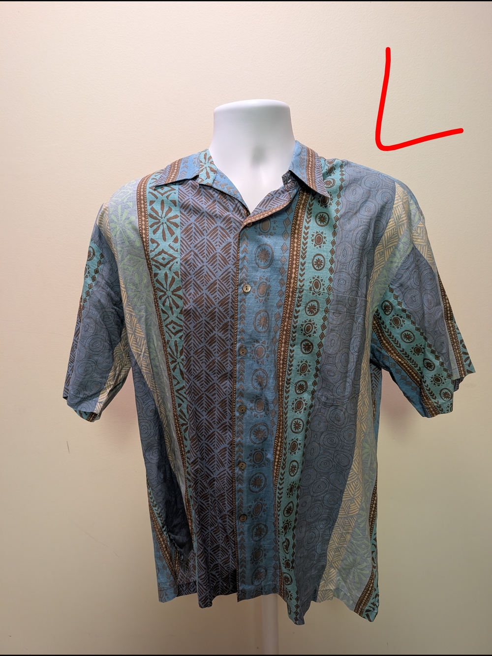 Tori Richard Blue and Teal Vertical-Stripe Casual Button-Down